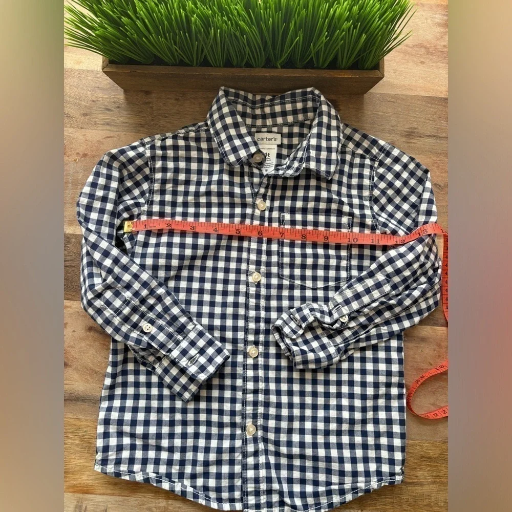 Carters Boys Size 4T Blue Plaid Button Down